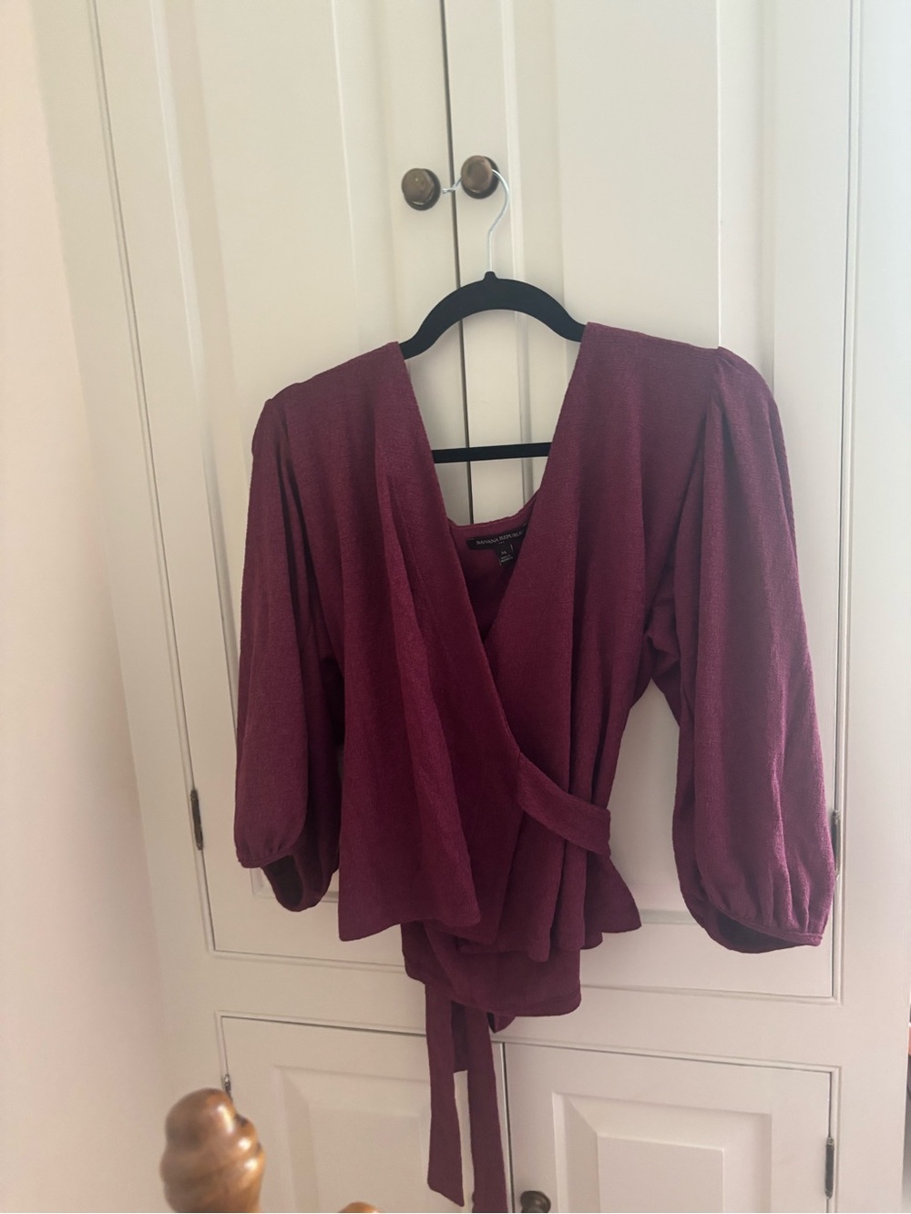 Banana Republic Plum Wrap Blouse with Tie Waist